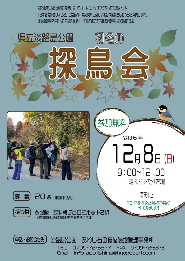 初冬の探鳥会（淡路島公園）